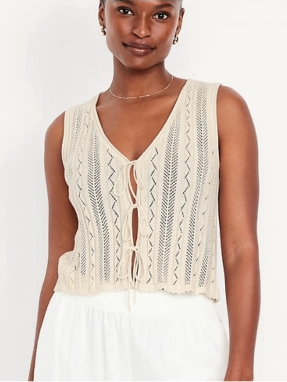 Old Navy Women’s Cream Openwork Knit Vest/Top Size XL - Like New